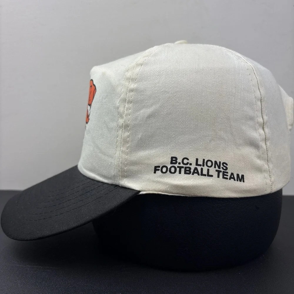 Vintage 80s 90s BC Lions Snapback Hat BC Place Stadium CFL White Black Cap